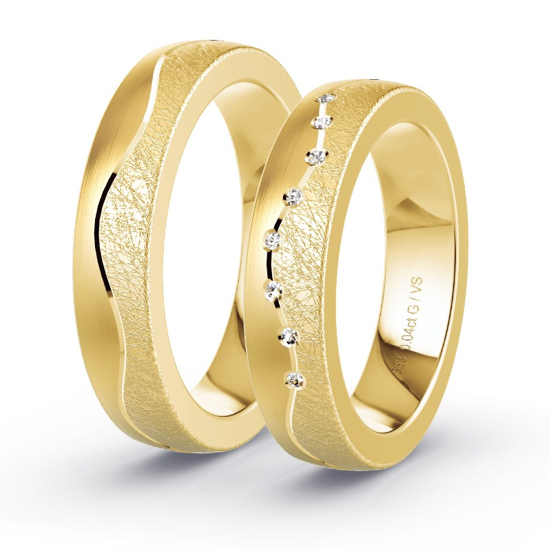 Obrączki ślubne Żółte złoto - 0.04 ct diamentem - Model N°1691 Obrączki ślubne Żółte złoto - 0.04 ct diamentem - Model N°1691