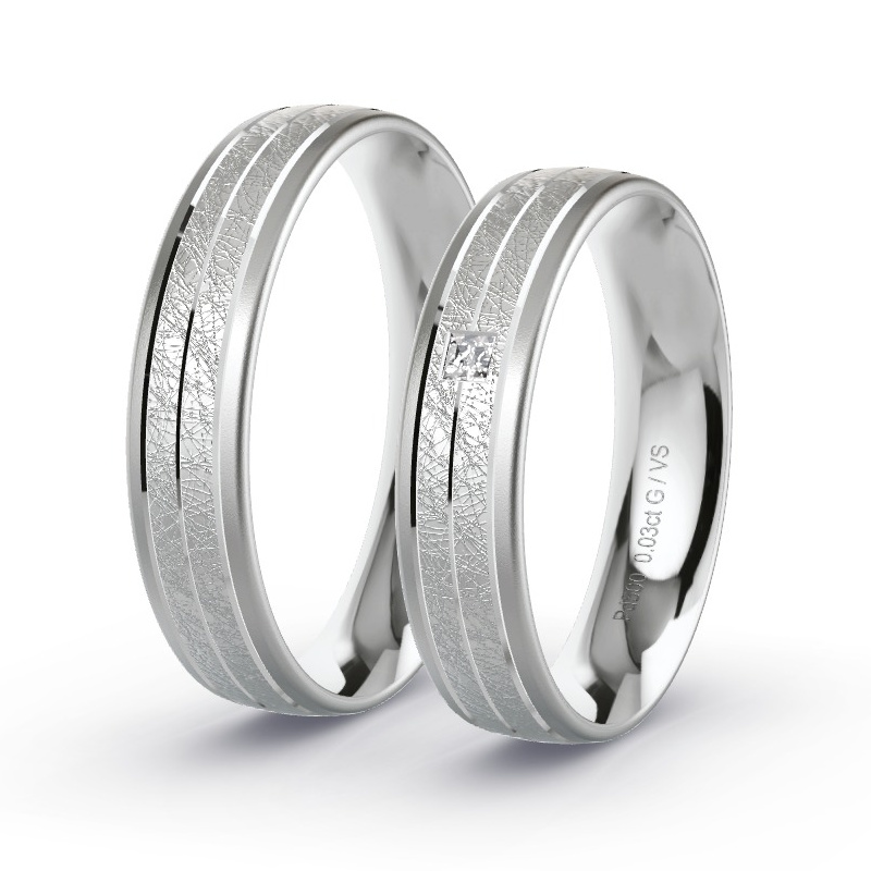 Obrączki ślubne Pallad - 0.03 ct diamentem - Model N°1693