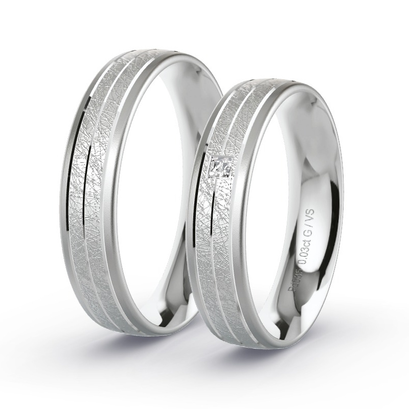 Obrączki ślubne Pallad - 0.03 ct diamentem - Model N°1693