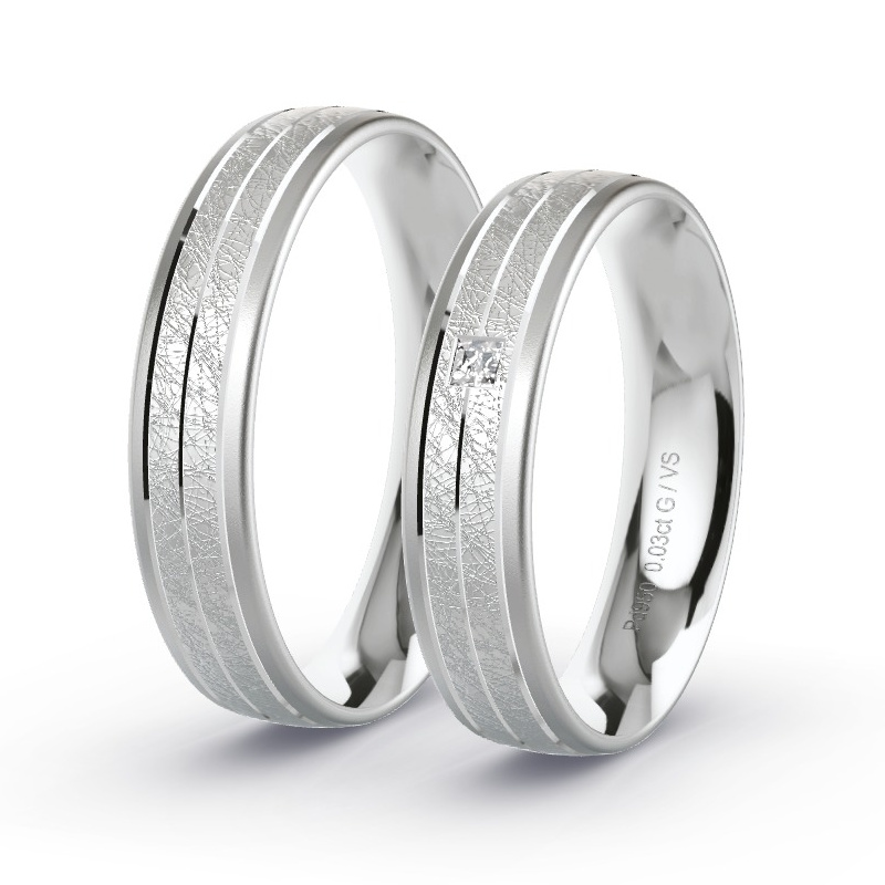 Obrączki ślubne Pallad - 0.03 ct diamentem - Model N°1693