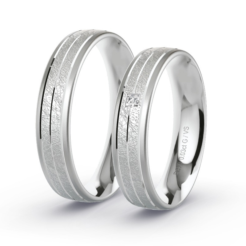 Obrączki ślubne Platyna - 0.03 ct diamentem - Model N°1693
