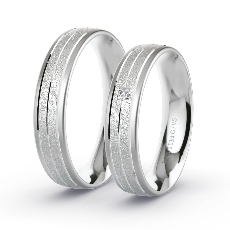 Obrączki ślubne Platyna - 0.03 ct diamentem - Model N°1693