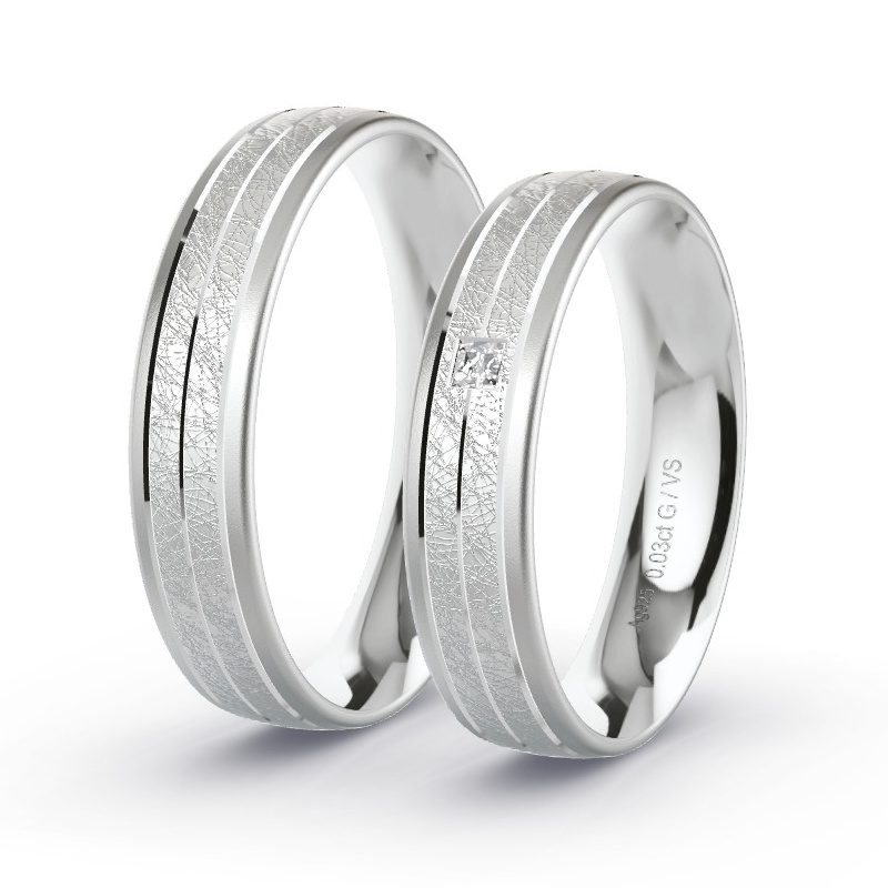 Obrączki ślubne Srebro - 0.03 ct diamentem - Model N°1693
