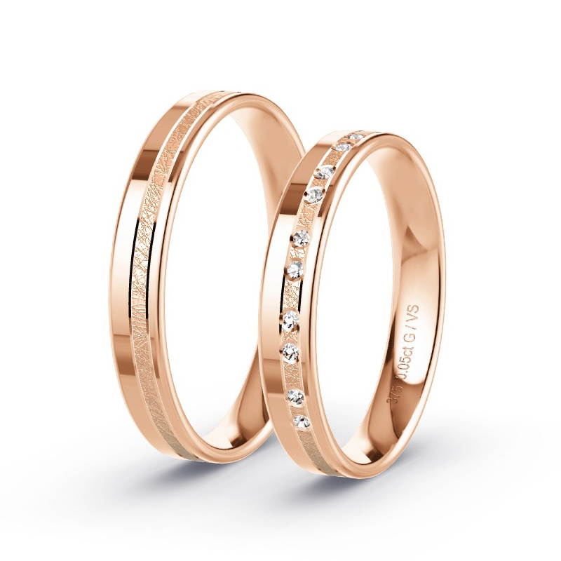 Obrączki ślubne Różowe złoto - 0.07 ct diamentem - Model N°1694 Obrączki ślubne Różowe złoto - 0.07 ct diamentem - Model N°1694