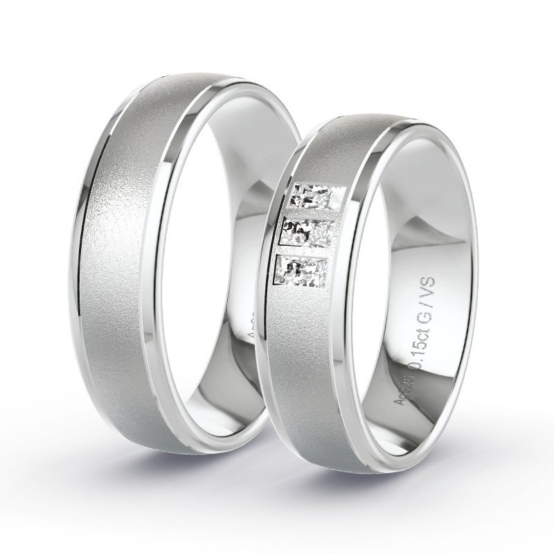 Obrączki ślubne Srebro - 0.15 ct diamentem - Model N°1695 Obrączki ślubne Srebro - 0.15 ct diamentem - Model N°1695