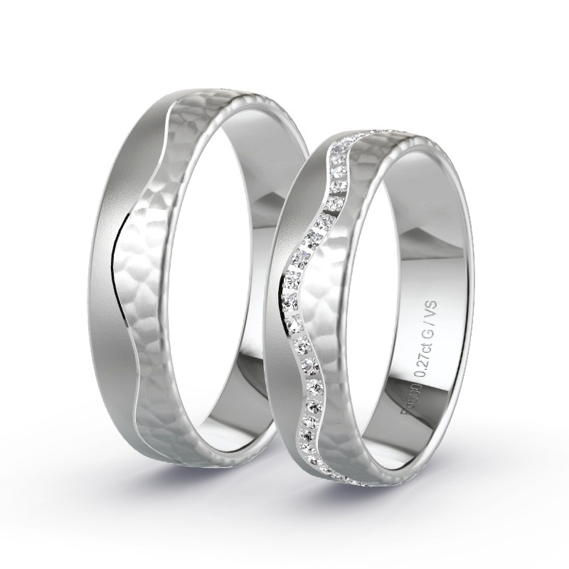 Obrączki ślubne Pallad - 0.28 ct diamentem - Model N°1696