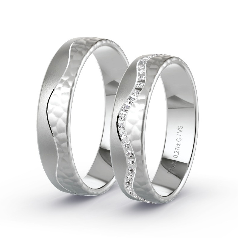 Obrączki ślubne Pallad - 0.28 ct diamentem - Model N°1696