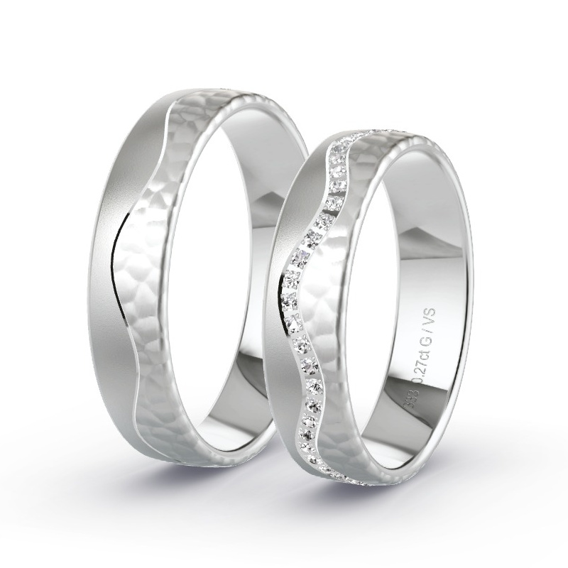 Obrączki ślubne Białe złoto - 0.28 ct diamentem - Model N°1696 Obrączki ślubne Białe złoto - 0.28 ct diamentem - Model N°1696