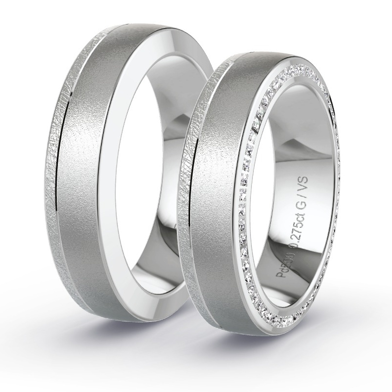 Obrączki ślubne Pallad - 0.275 ct diamentem - Model N°1697 Obrączki ślubne Pallad - 0.275 ct diamentem - Model N°1697