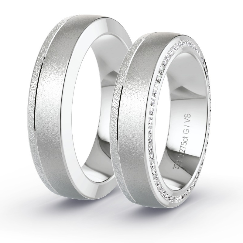 Obrączki ślubne Białe złoto - 0.275 ct diamentem - Model N°1697 Obrączki ślubne Białe złoto - 0.275 ct diamentem - Model N°1697