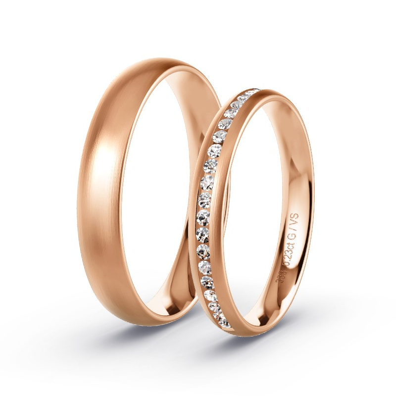 Obrączki ślubne Czerwone złoto - 0.22 ct diamentem - Model N°1702 Obrączki ślubne Czerwone złoto - 0.22 ct diamentem - Model N°1702