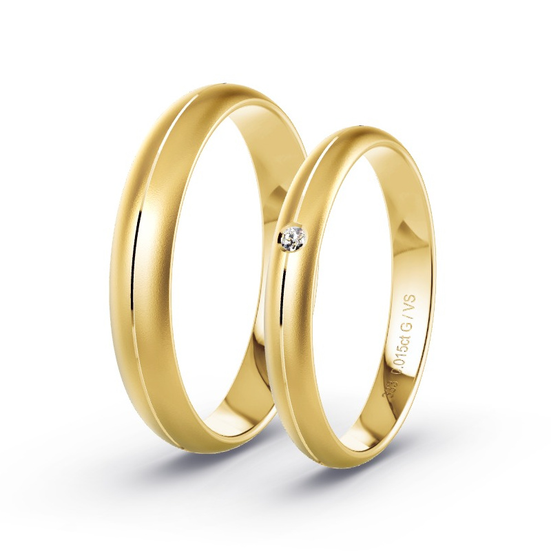 Obrączki ślubne Żółte złoto - 0.015 ct diamentem - Model N°1704