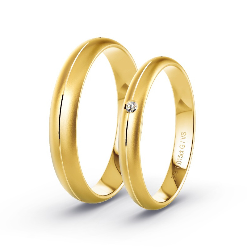 Obrączki ślubne Żółte złoto - 0.015 ct diamentem - Model N°1704