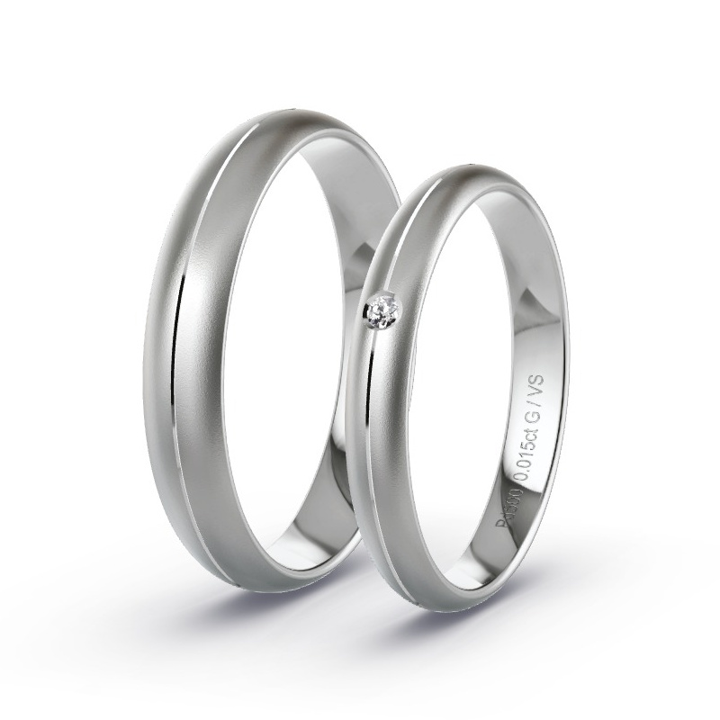 Obrączki ślubne Pallad - 0.015 ct diamentem - Model N°1704