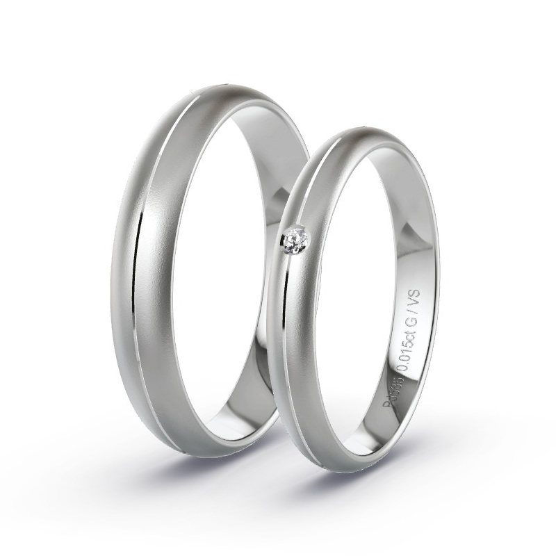 Obrączki ślubne Pallad - 0.015 ct diamentem - Model N°1704