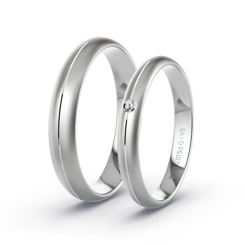 Obrączki ślubne Platyna - 0.015 ct diamentem - Model N°1704