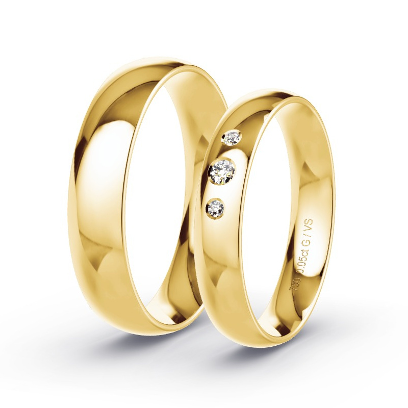 Obrączki ślubne Żółte złoto - 0.05 ct diamentem - Model N°1709 Obrączki ślubne Żółte złoto - 0.05 ct diamentem - Model N°1709