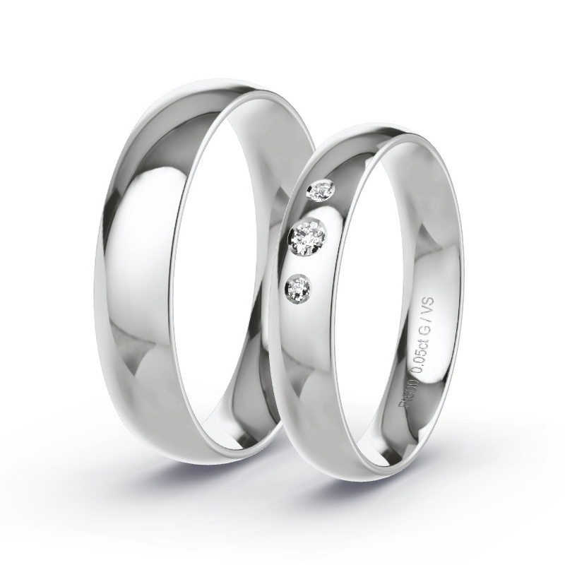 Obrączki ślubne Platyna - 0.05 ct diamentem - Model N°1709 Obrączki ślubne Platyna - 0.05 ct diamentem - Model N°1709