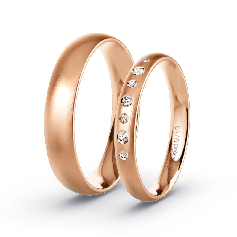Obrączki ślubne Czerwone złoto - 0.065 ct diamentem - Model N°1710 Obrączki ślubne Czerwone złoto - 0.065 ct diamentem - Model N°1710