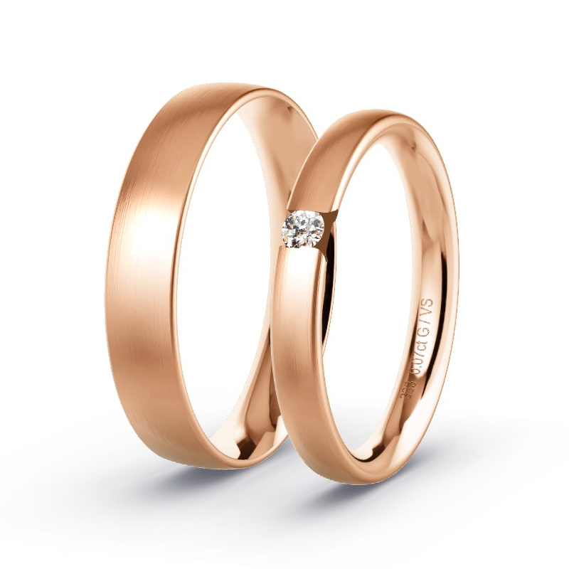 Obrączki ślubne Czerwone złoto - 0.07 ct diamentem - Model N°1715 Obrączki ślubne Czerwone złoto - 0.07 ct diamentem - Model N°1715