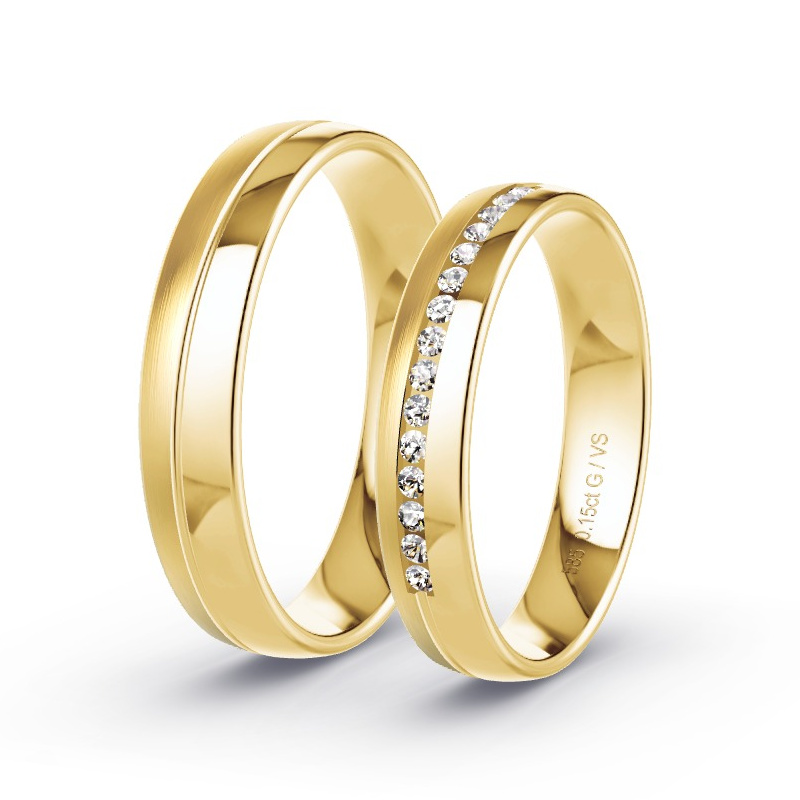 Obrączki ślubne Żółte złoto - 0.15 ct diamentem - Model N°1719 Obrączki ślubne Żółte złoto - 0.15 ct diamentem - Model N°1719