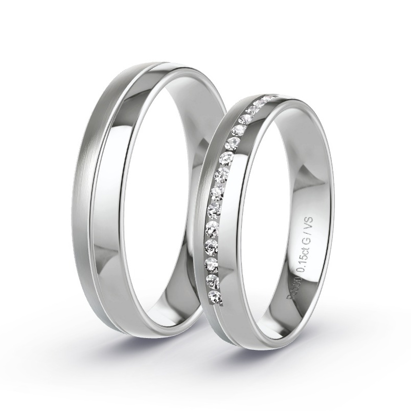 Obrączki ślubne Pallad - 0.15 ct diamentem - Model N°1719 Obrączki ślubne Pallad - 0.15 ct diamentem - Model N°1719