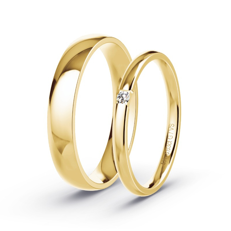 Obrączki ślubne Żółte złoto - 0.03 ct diamentem - Model N°1728 Obrączki ślubne Żółte złoto - 0.03 ct diamentem - Model N°1728