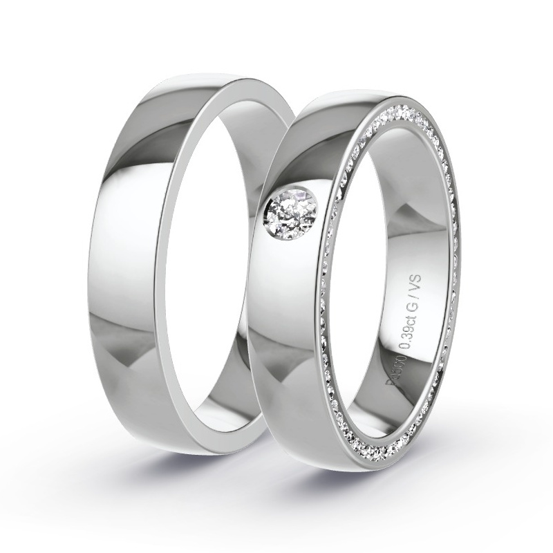 Obrączki ślubne Pallad - 0.385 ct diamentem - Model N°1729 Obrączki ślubne Pallad - 0.385 ct diamentem - Model N°1729