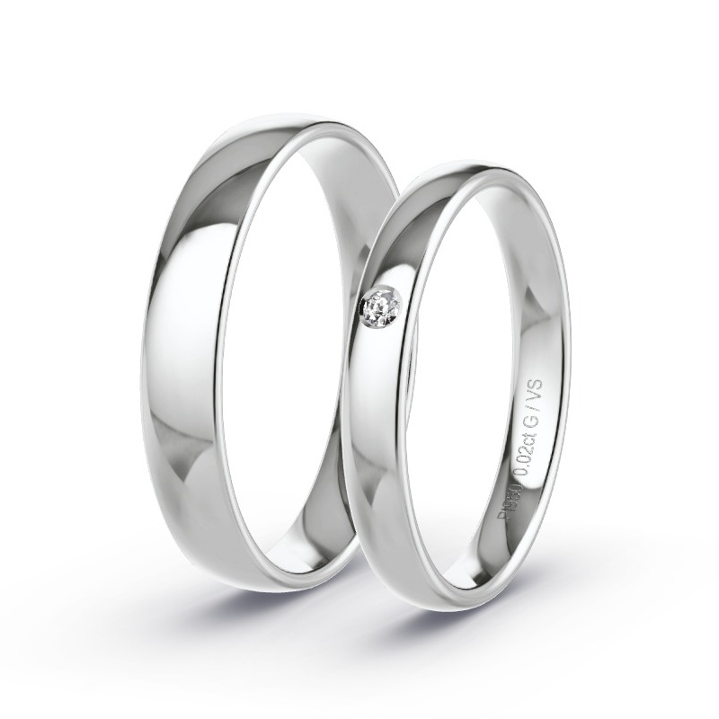 Obrączki ślubne Platyna - 0.02 ct diamentem - Model N°1731