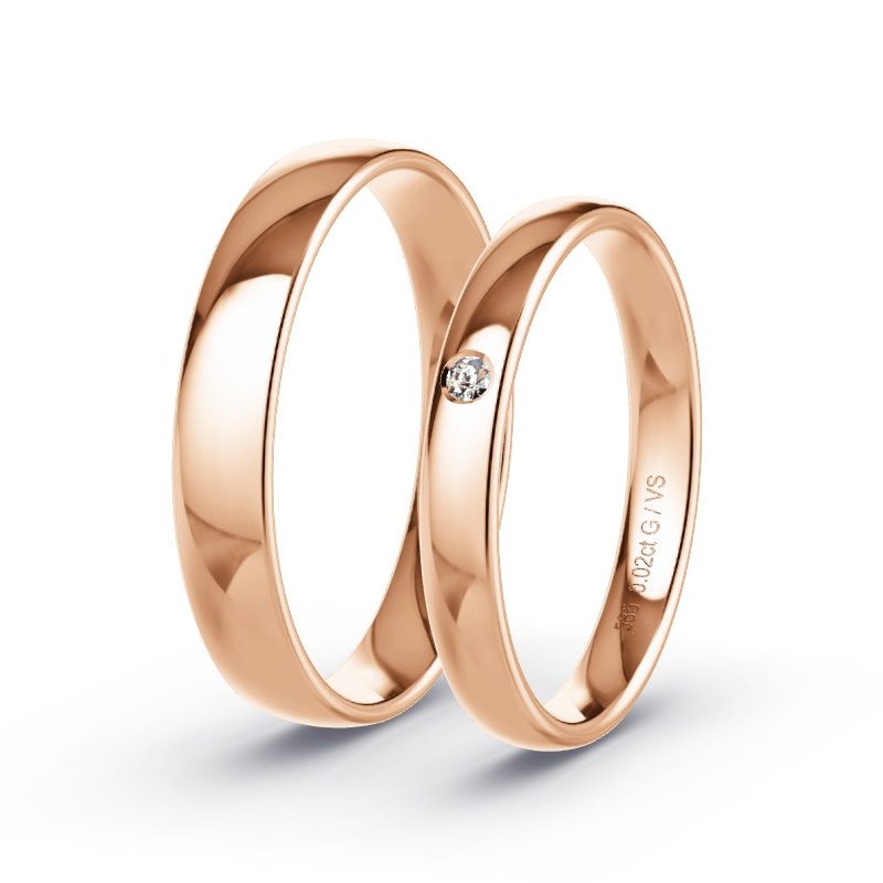 Obrączki ślubne Czerwone złoto - 0.02 ct diamentem - Model N°1731