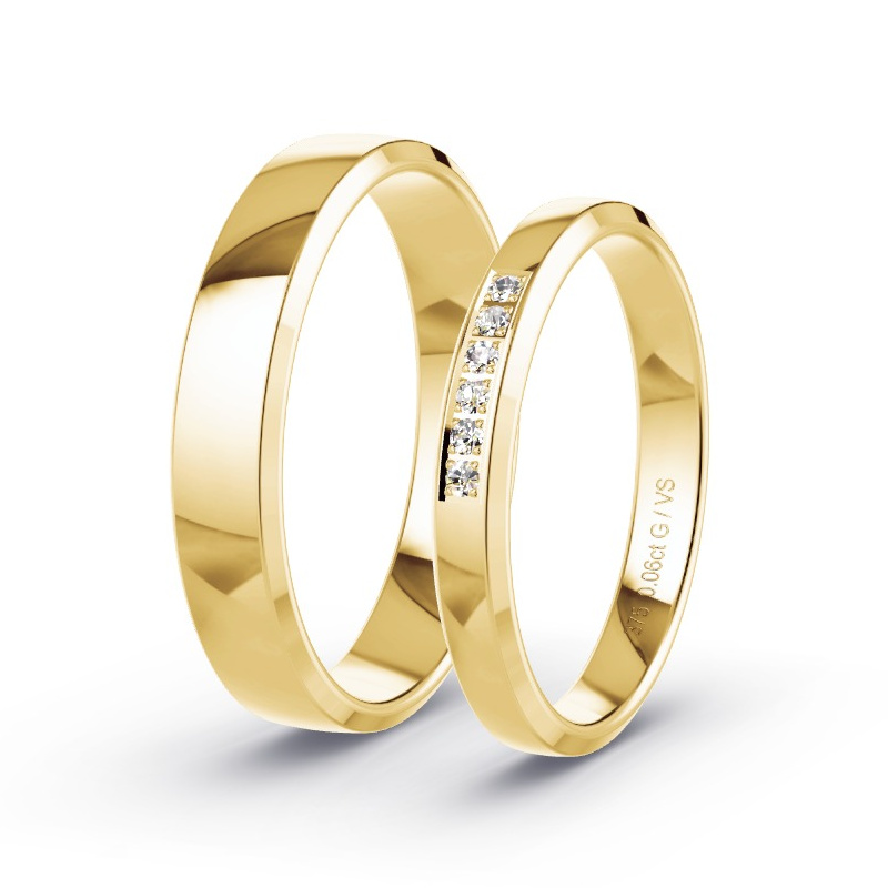 Obrączki ślubne Żółte złoto - 0.06 ct diamentem - Model N°1732