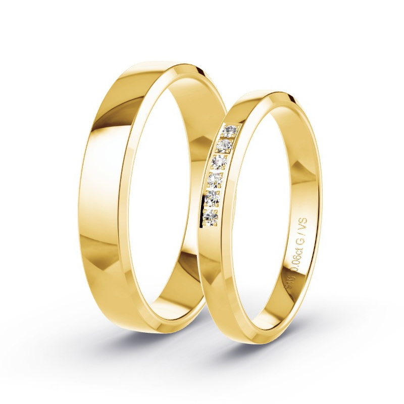 Obrączki ślubne Żółte złoto - 0.06 ct diamentem - Model N°1732