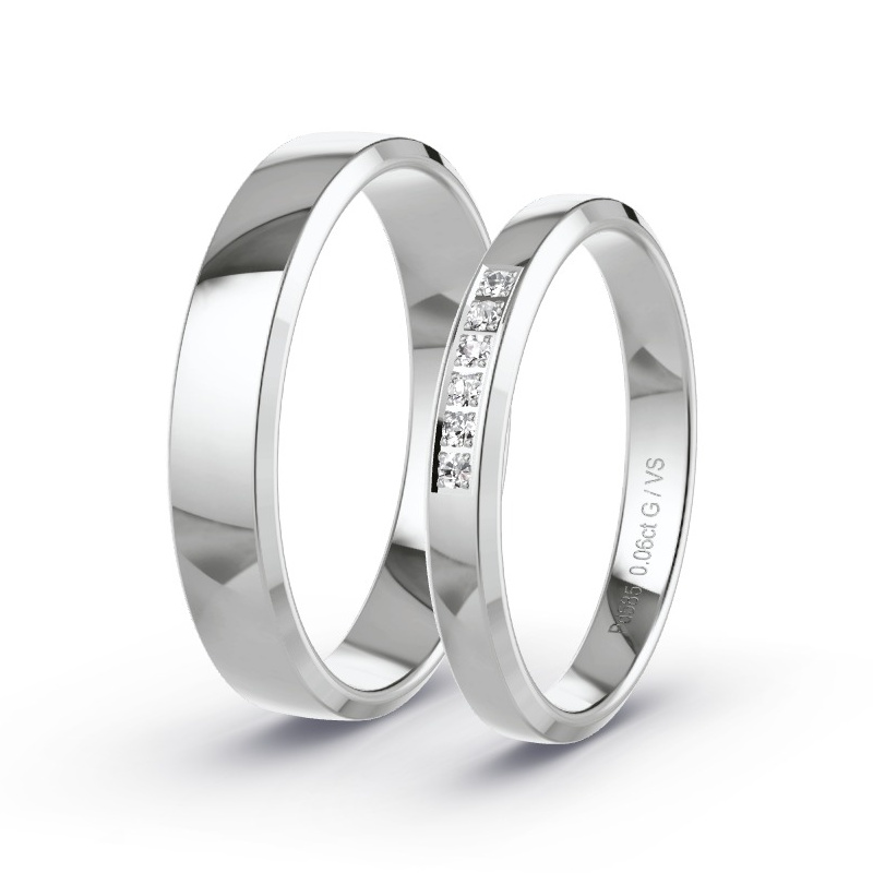 Obrączki ślubne Pallad - 0.06 ct diamentem - Model N°1732