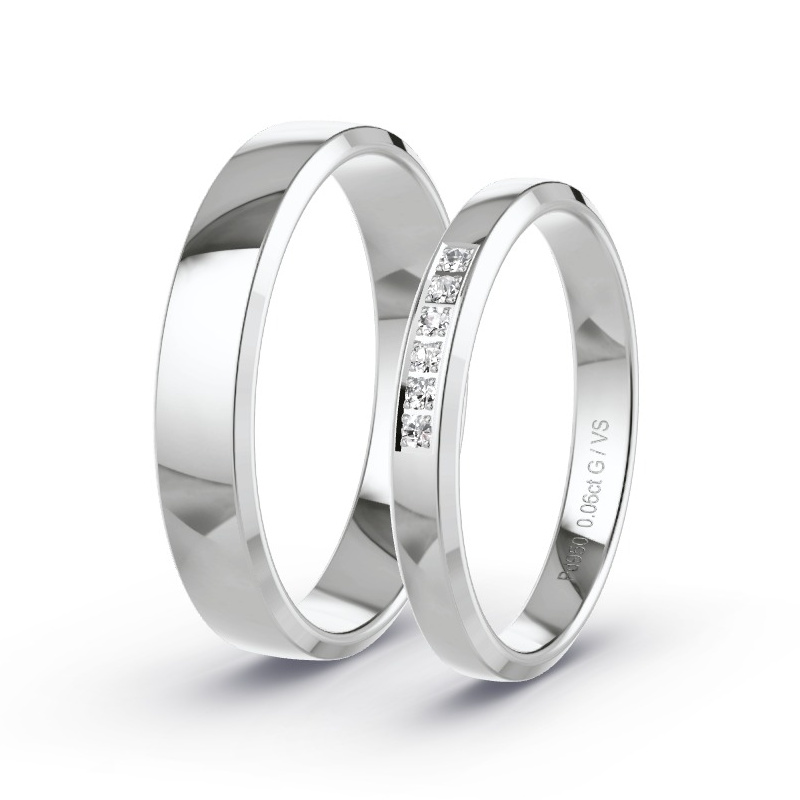 Obrączki ślubne Pallad - 0.06 ct diamentem - Model N°1732