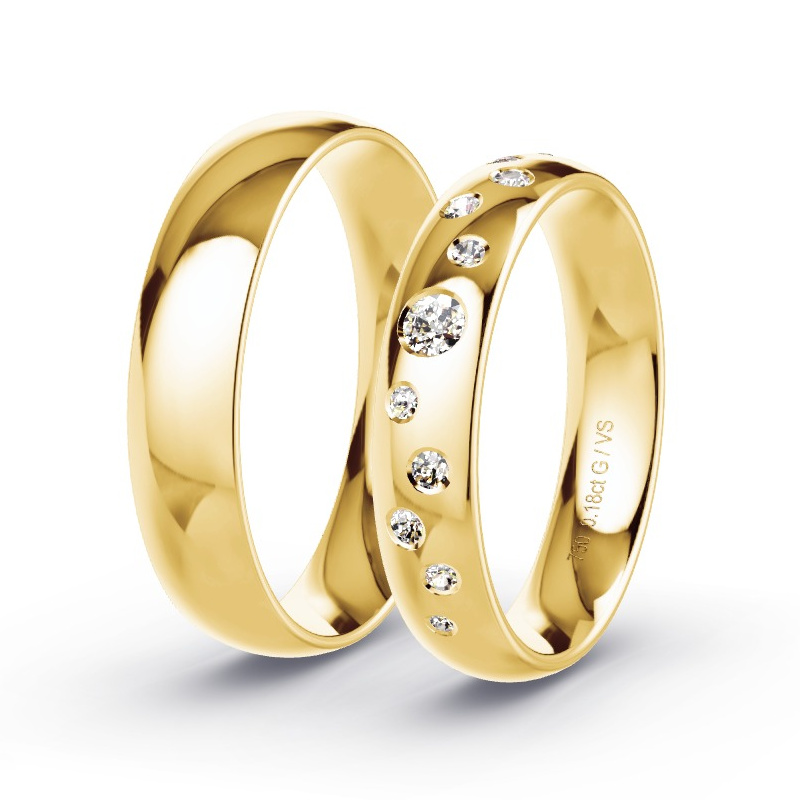 Obrączki ślubne Żółte złoto - 0.18 ct diamentem - Model N°1733 Obrączki ślubne Żółte złoto - 0.18 ct diamentem - Model N°1733