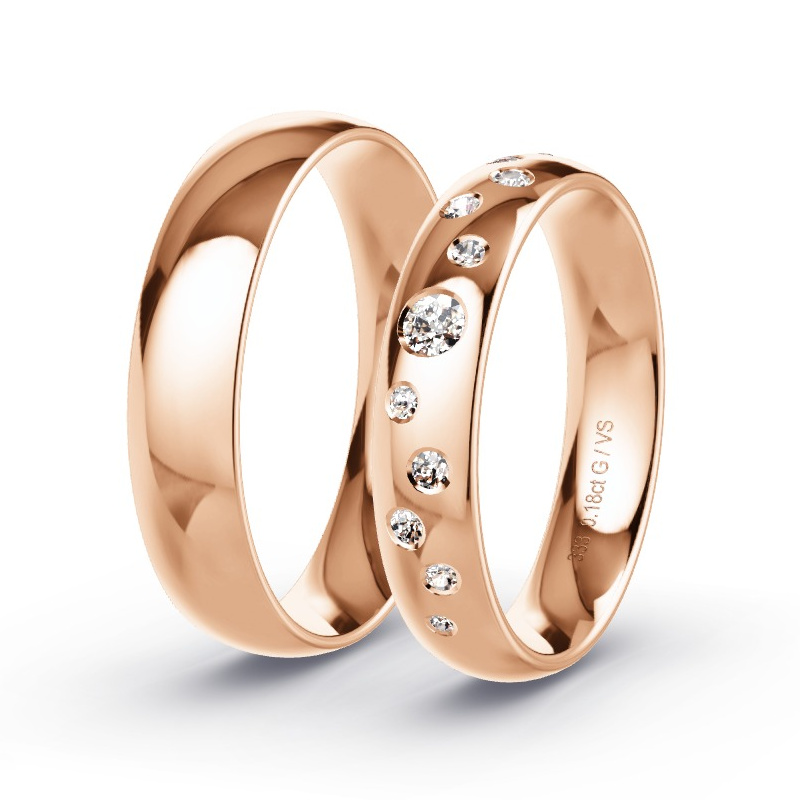 Obrączki ślubne Czerwone złoto - 0.18 ct diamentem - Model N°1733 Obrączki ślubne Czerwone złoto - 0.18 ct diamentem - Model N°1733