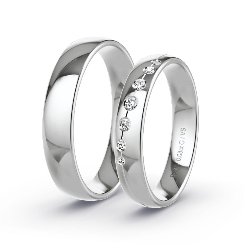 Obrączki ślubne Pallad - 0.08 ct diamentem - Model N°1734 Obrączki ślubne Pallad - 0.08 ct diamentem - Model N°1734