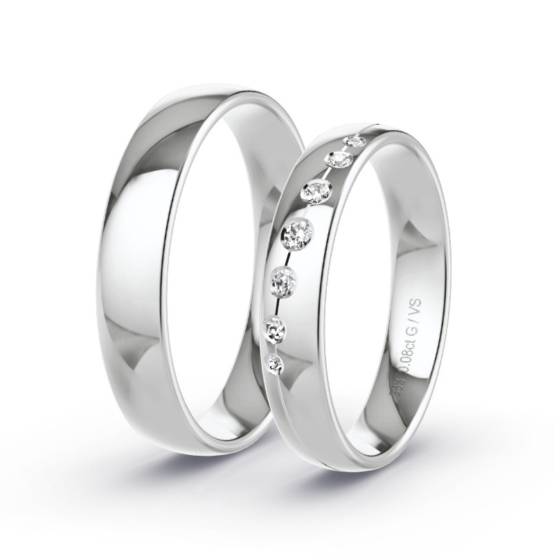 Obrączki ślubne Białe złoto - 0.08 ct diamentem - Model N°1734 Obrączki ślubne Białe złoto - 0.08 ct diamentem - Model N°1734