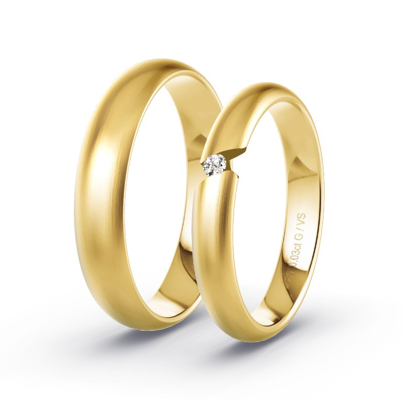 Obrączki ślubne Żółte złoto - 0.03 ct diamentem - Model N°1735 Obrączki ślubne Żółte złoto - 0.03 ct diamentem - Model N°1735