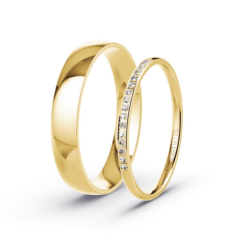 Obrączki ślubne Żółte złoto - 0.08 ct diamentem - Model N°1738