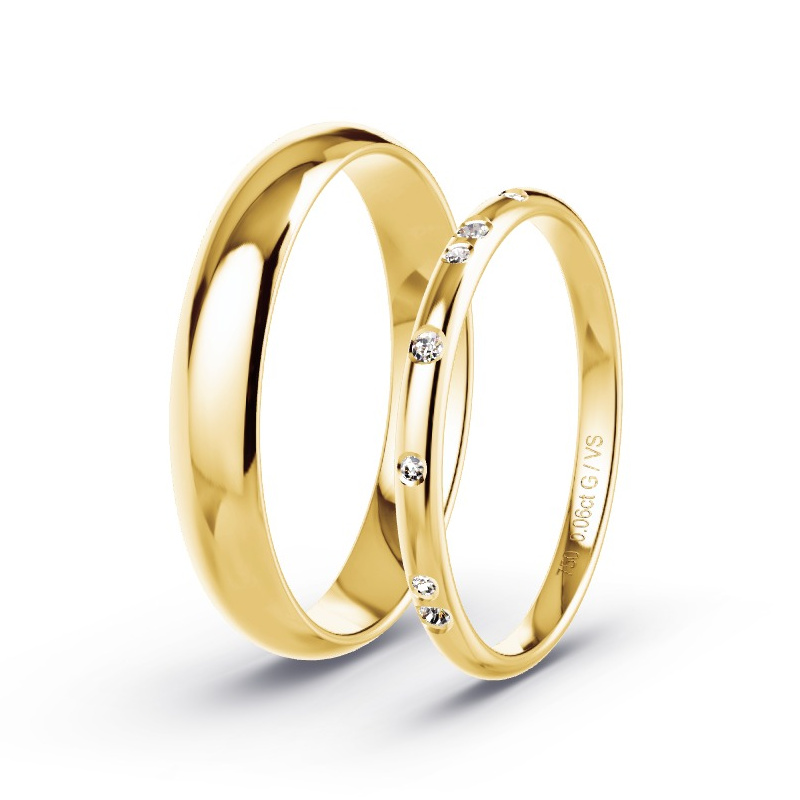 Obrączki ślubne Żółte złoto - 0.06 ct diamentem - Model N°1740 Obrączki ślubne Żółte złoto - 0.06 ct diamentem - Model N°1740