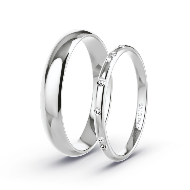 Obrączki ślubne Białe złoto - 0.06 ct diamentem - Model N°1740 Obrączki ślubne Białe złoto - 0.06 ct diamentem - Model N°1740