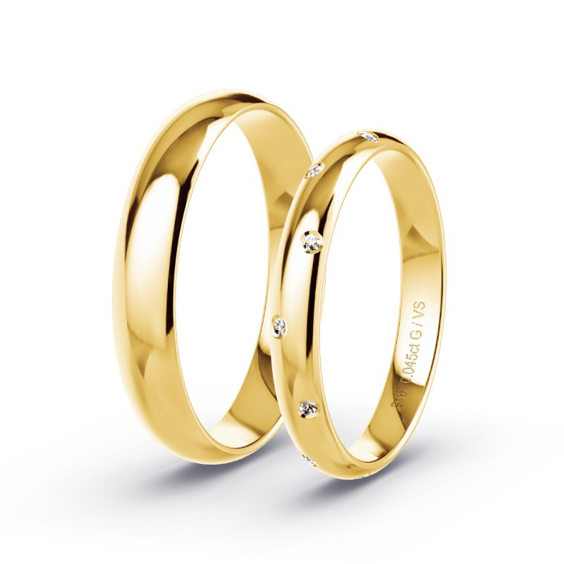 Obrączki ślubne Żółte złoto - 0.045 ct diamentem - Model N°1741