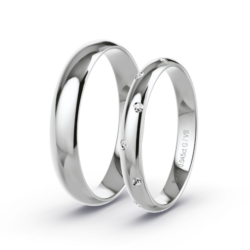 Obrączki ślubne Pallad - 0.045 ct diamentem - Model N°1741