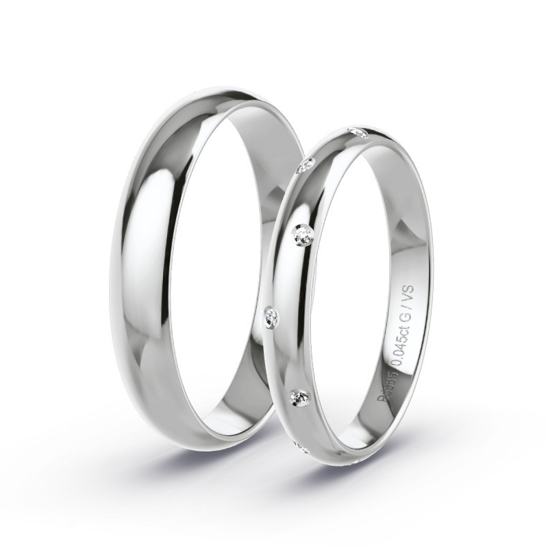 Obrączki ślubne Pallad - 0.045 ct diamentem - Model N°1741