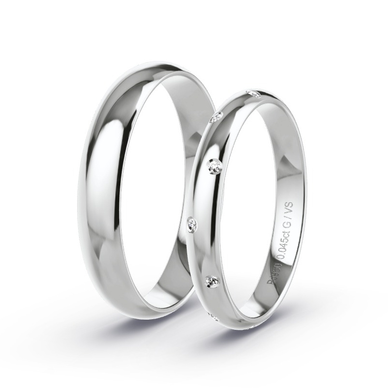 Obrączki ślubne Pallad - 0.045 ct diamentem - Model N°1741
