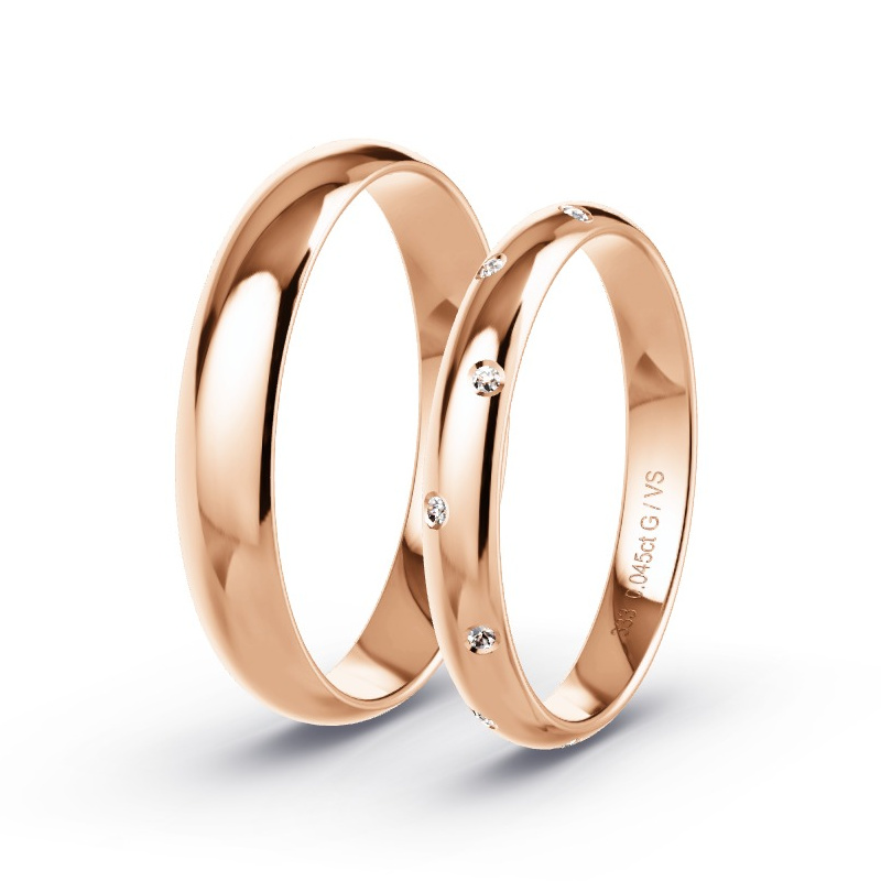Obrączki ślubne Czerwone złoto - 0.045 ct diamentem - Model N°1741