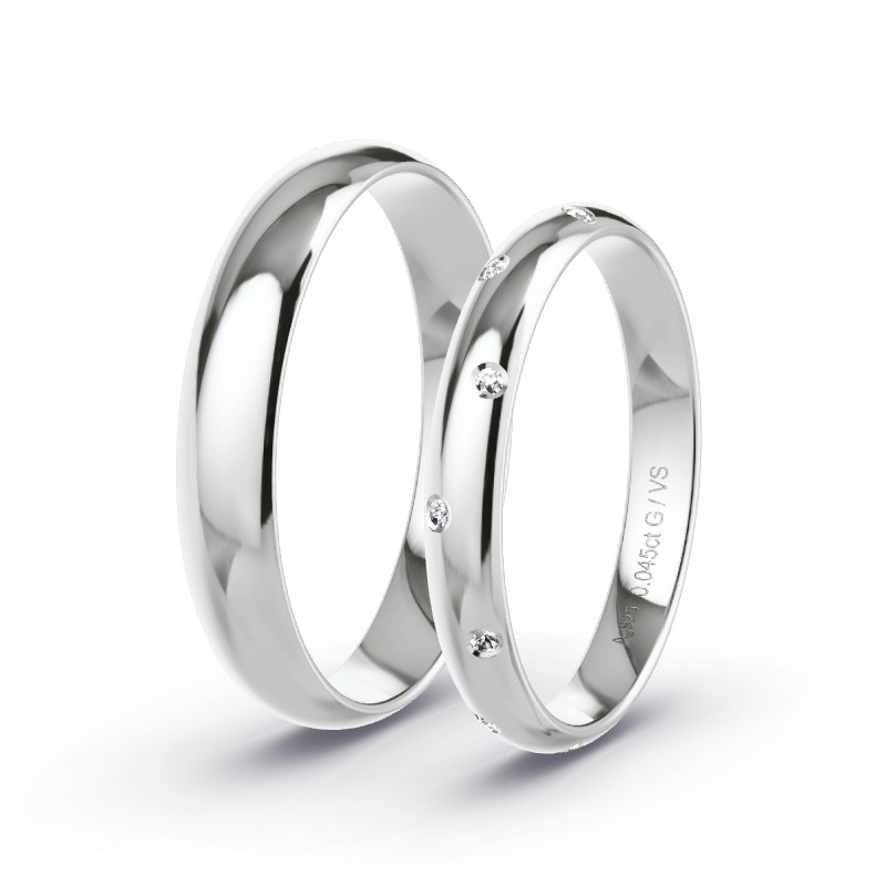 Obrączki ślubne Srebro - 0.045 ct diamentem - Model N°1741
