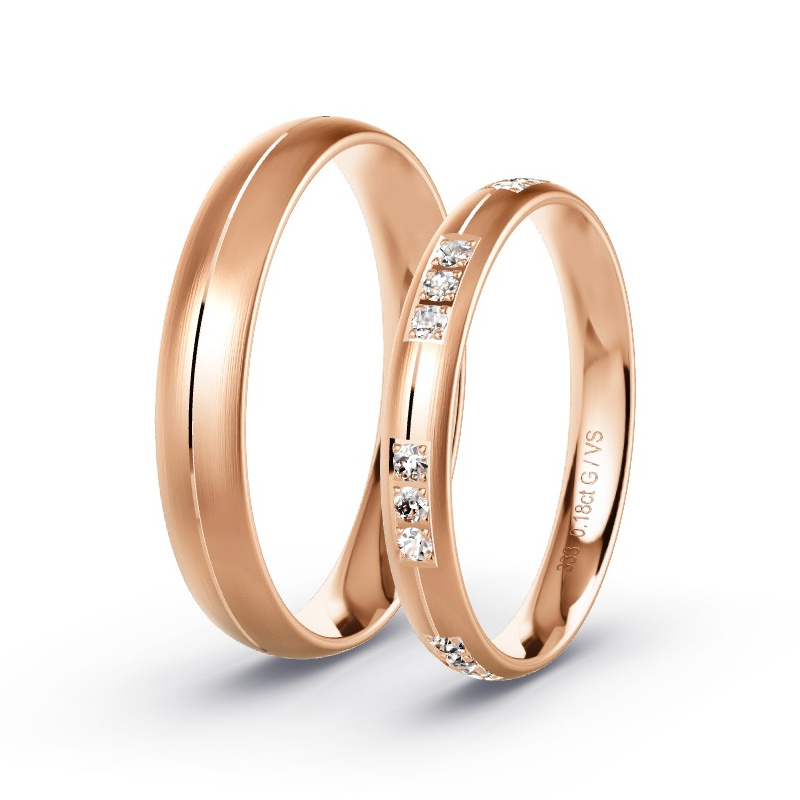 Obrączki ślubne Czerwone złoto - 0.18 ct diamentem - Model N°1742 Obrączki ślubne Czerwone złoto - 0.18 ct diamentem - Model N°1742