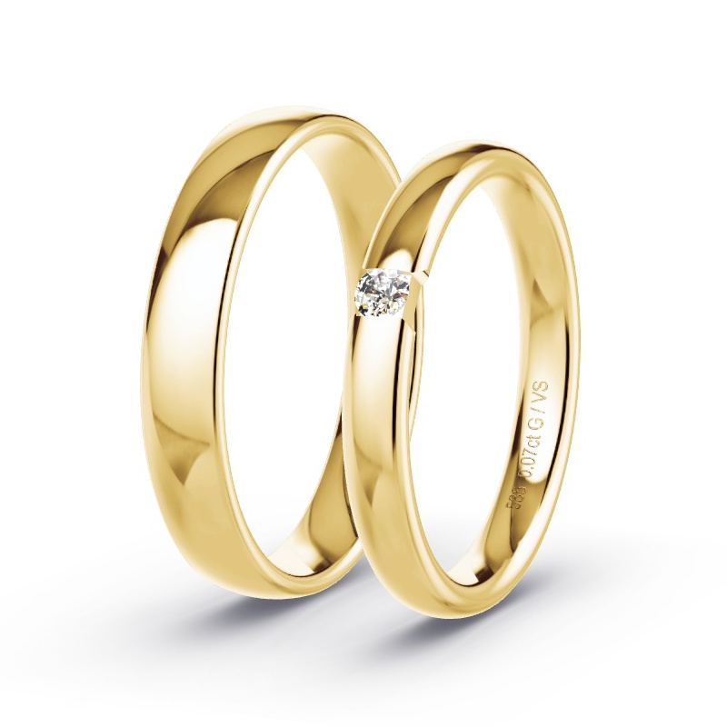 Obrączki ślubne Żółte złoto - 0.07 ct diamentem - Model N°1743 Obrączki ślubne Żółte złoto - 0.07 ct diamentem - Model N°1743